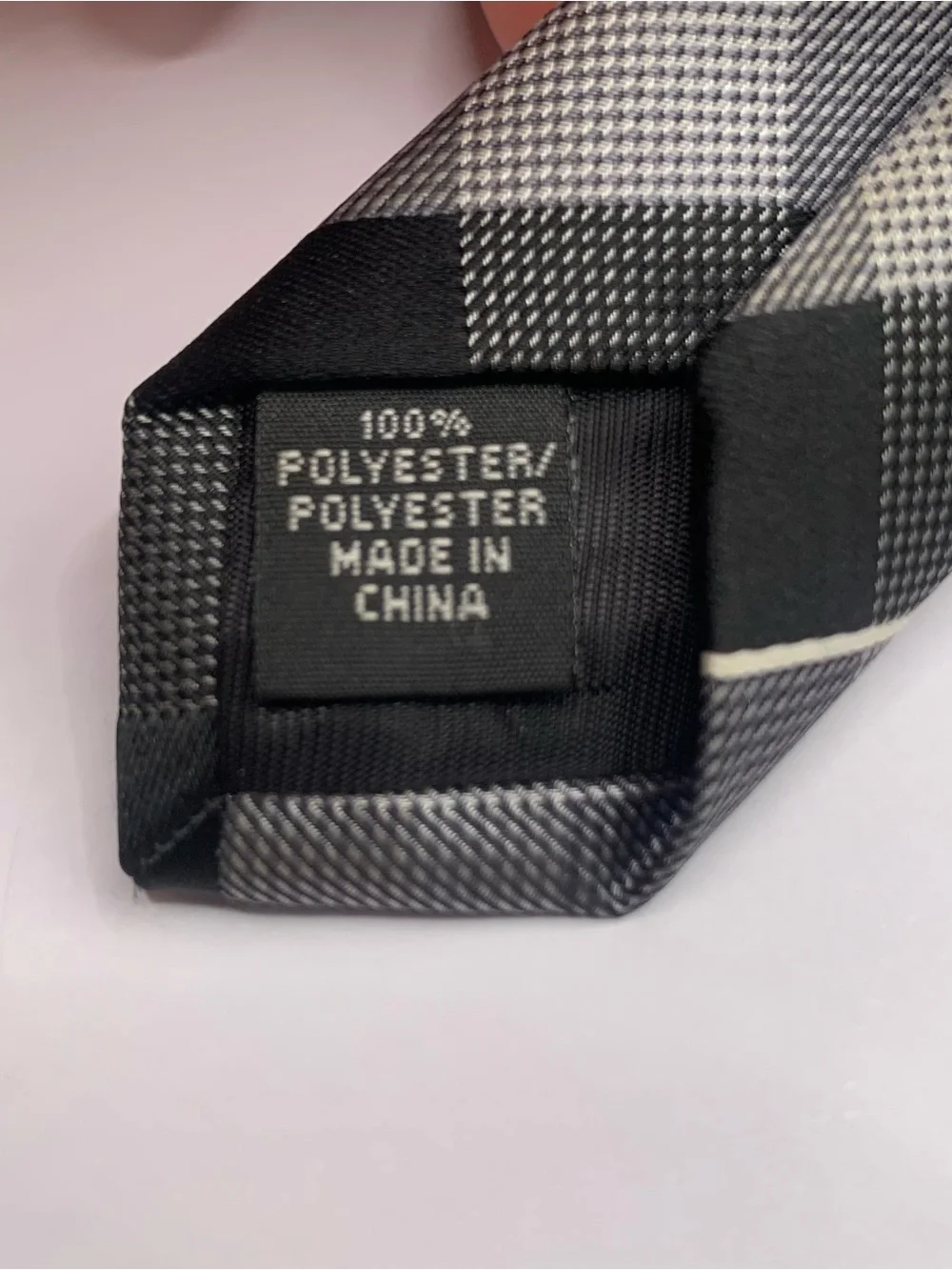 Geoffrey Beene Black and Gray Windowpane Plaid Tie business formal interview